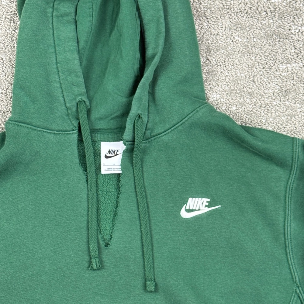 Nike Hoodie Womens Small Green Pullover Fleece V-Notch Neck Sportswear Logo 355